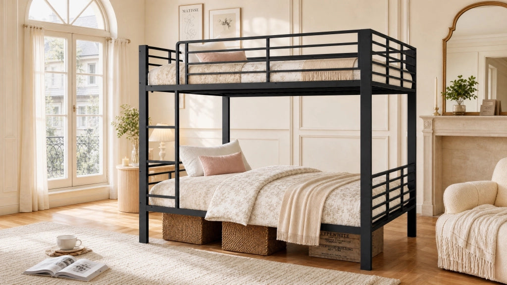 letto a castello metallo nero 100 x 200 cm