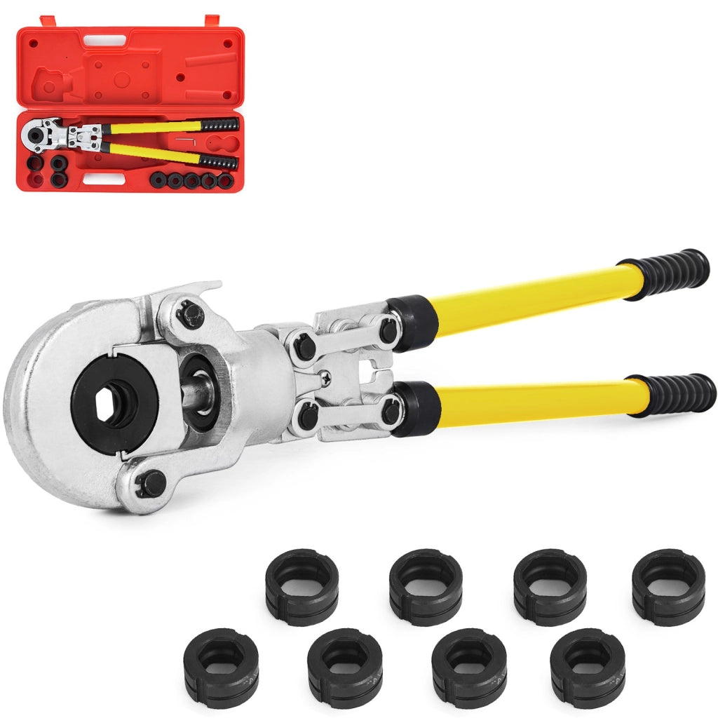 Pinza Crimpatrice per Tubi TH 16-32 mm e V 12-28 mm con Testa Girevole a 360 Gradi e Manico Allungabile per Idraulica