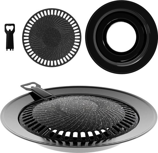 Piatto Grill a 32 cm, Opzetstuk per Gas, Piatto Anti-aderente per BBQ e Induzione