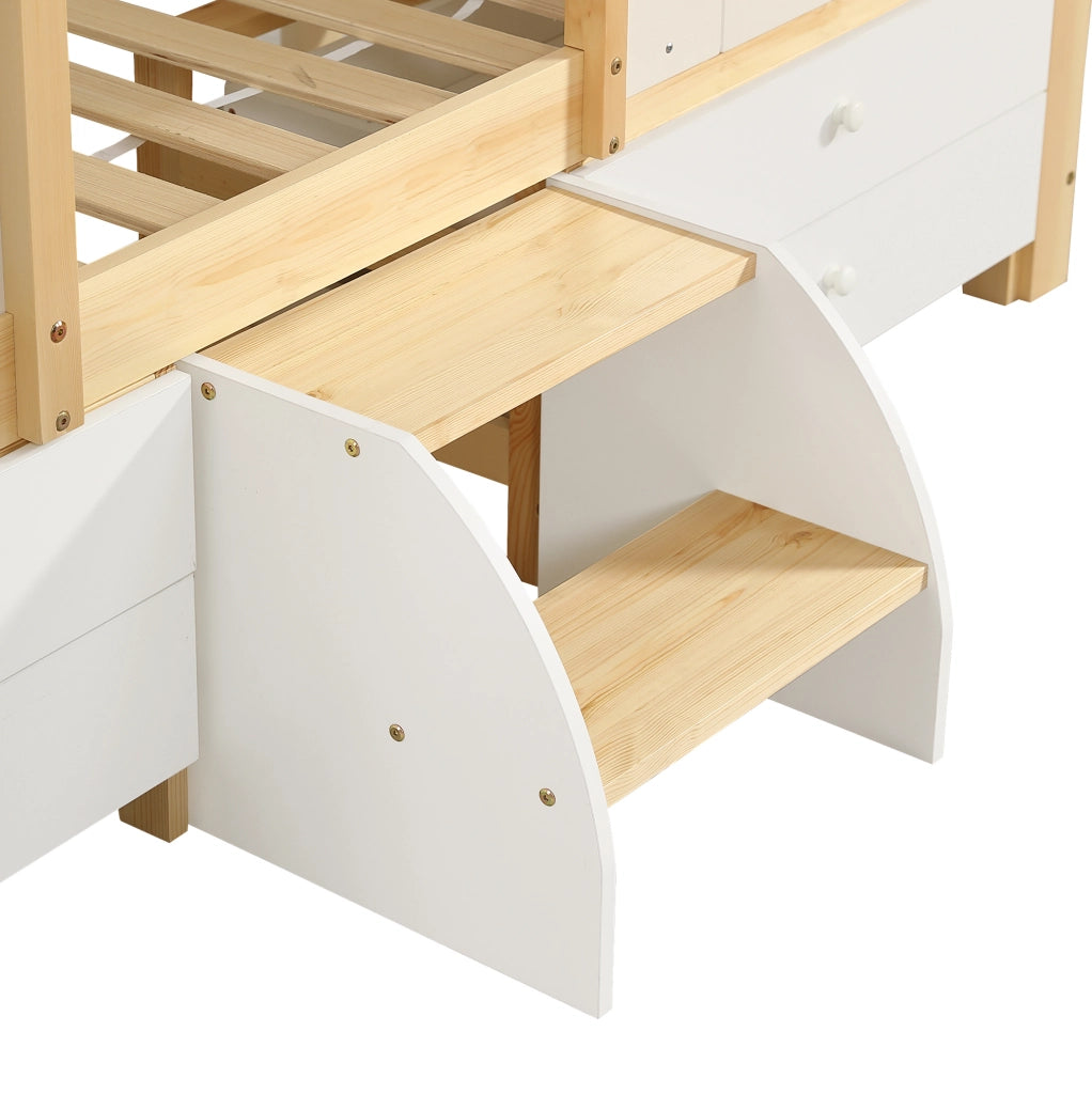 Letto a casetta semi-alto con cassetti