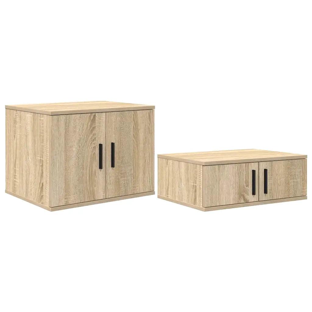 Mobile contenitore moderno 108 x 41 x 40 cm con 2 ripiani stile minimalista e resistente in legno composito rovere Sonoma 02_0052120