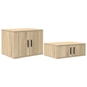 Mobile contenitore moderno 108 x 41 x 40 cm con 2 ripiani stile minimalista e resistente in legno composito rovere Sonoma 02_0052120