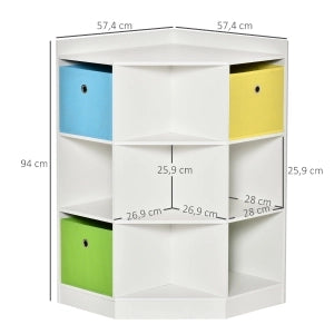 SCAFFALE ANGOLARE PER BAMBINI 57,4x57,4x94 cm MDF BIANCO