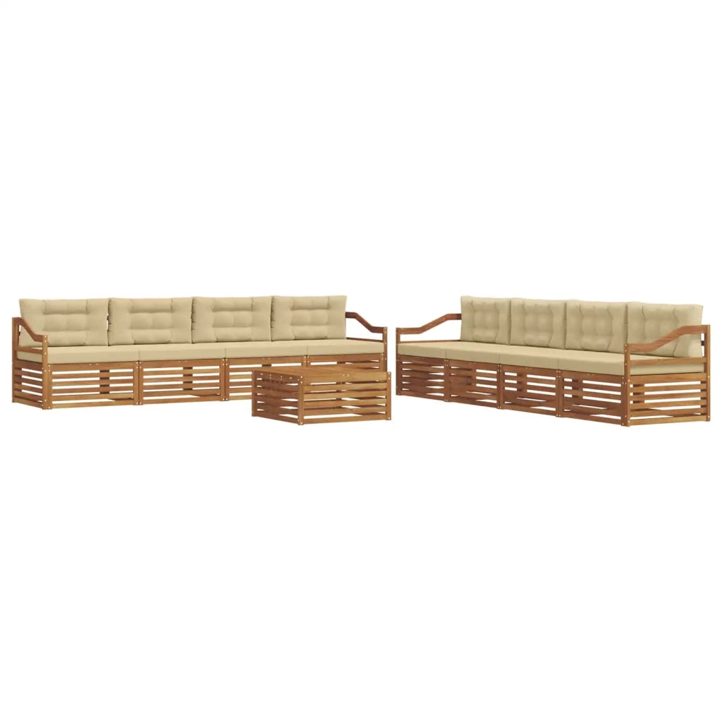 Set di divani da esterno con cuscino 9 pcs Naturale e Beige 3373238