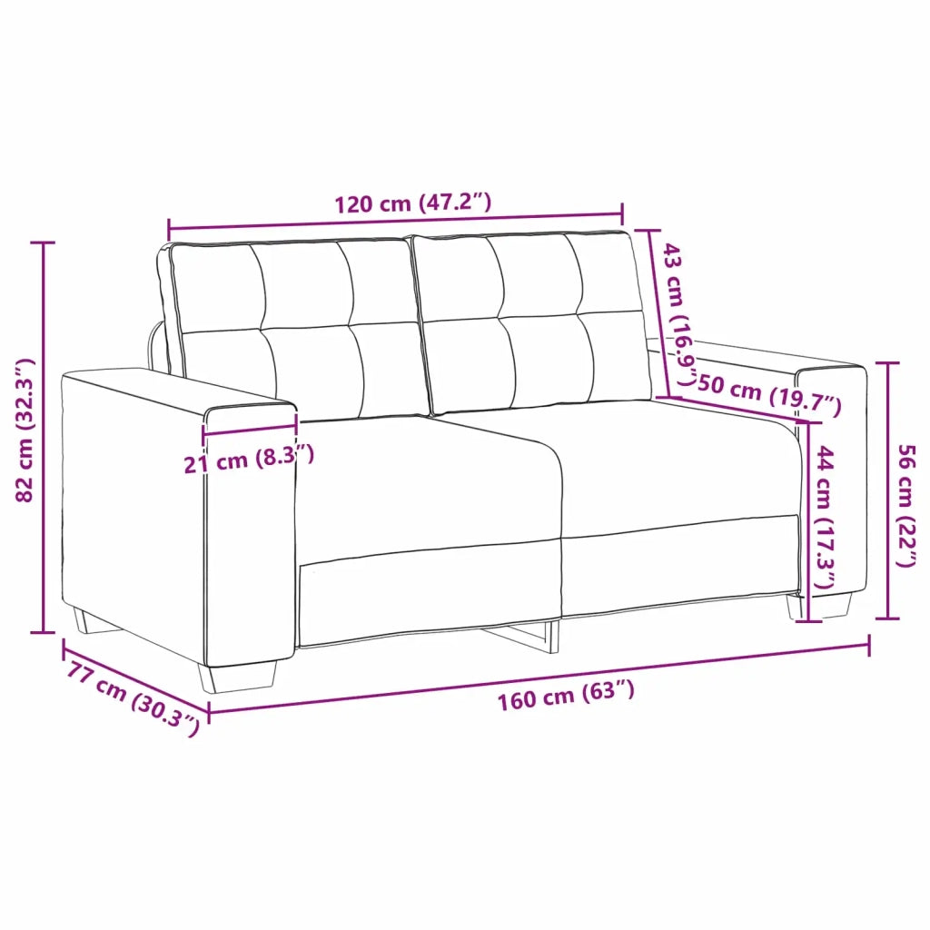 Divano a due posti con cuscino-Sofa 2 Posti Crema Velluto