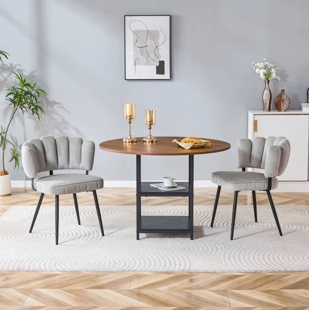 Set tavolo da pranzo rotondo Ø107 cm con 2 sedie grigie