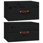 Set di 2 Comodini | Armadio da Notte | Mobiletto da notte a Muro Neri 40x29,5x22 cm