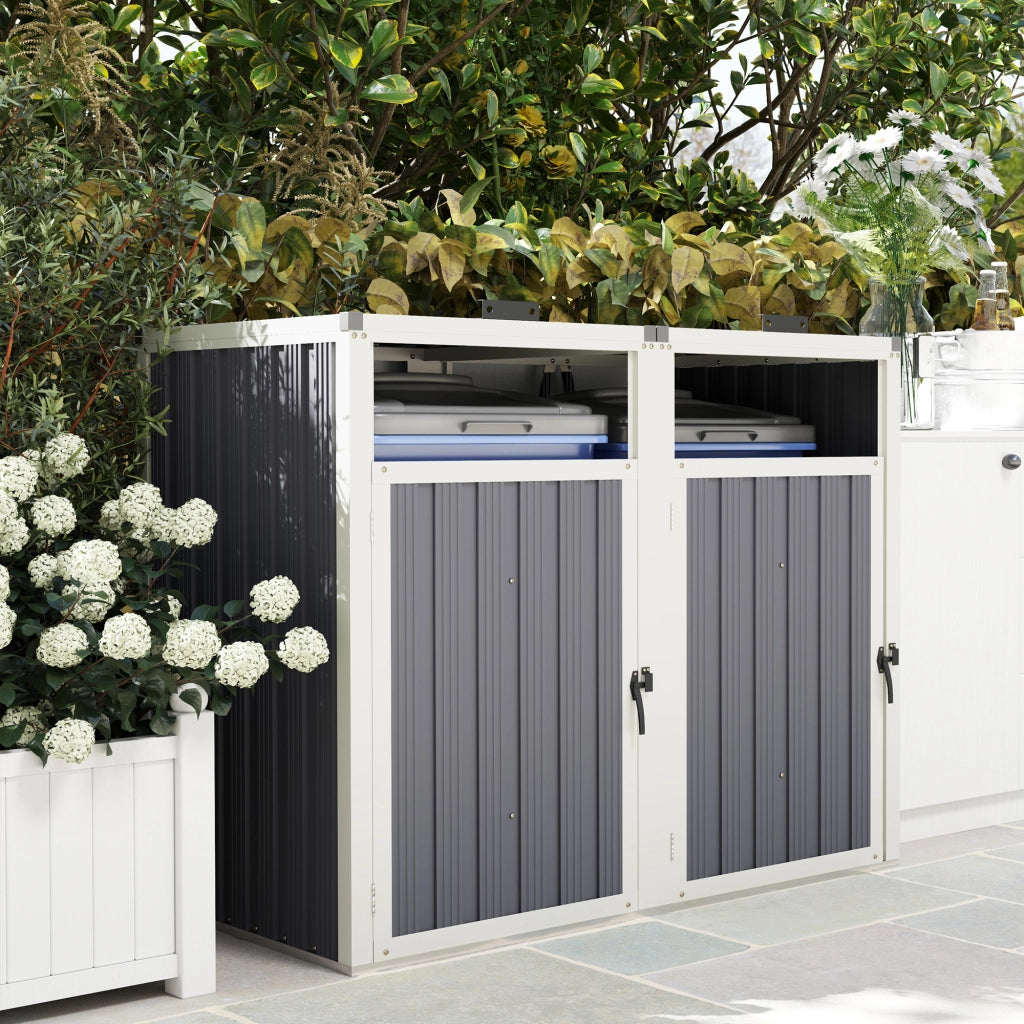 Copertura per bidoni spazzatura 240L ¨C Xylo ¨C acciaio galvanizzato grigio antracite 146x81x122cm
