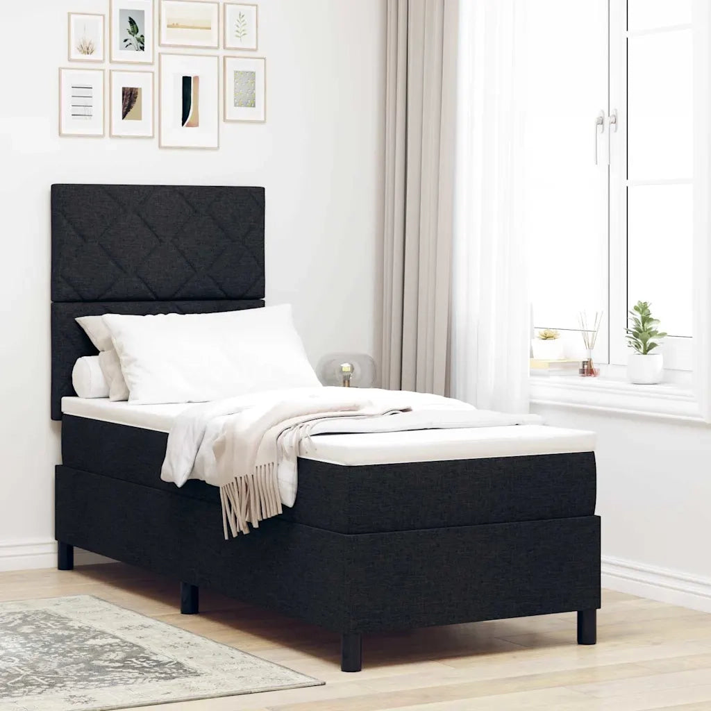 Letto a molle con materasso con led Nero 80 x 200 cm Tessuto