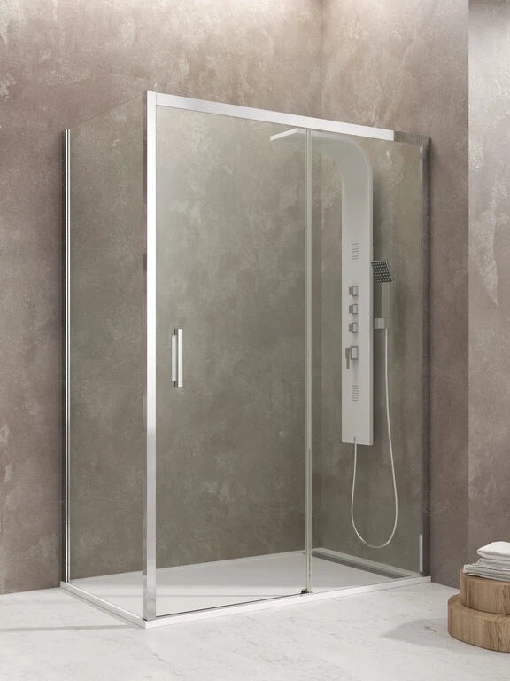 Box doccia angolare AKTUAL frontale + laterale fisso 130x70 cm cromo vetro trasparente