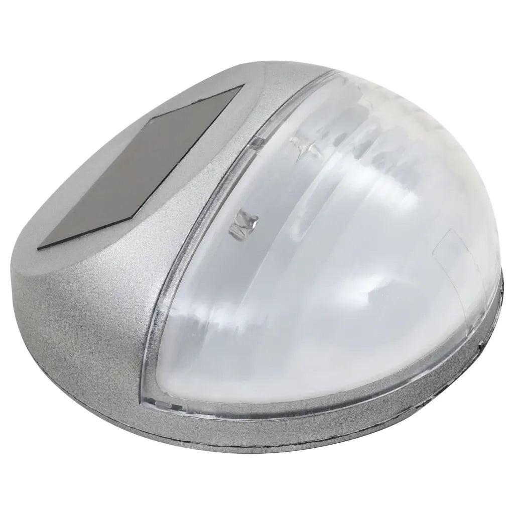Set di 24 lampade solari da parete rotonde 11 x 5 cm illuminazione automatica esterna in PP argentato 02_0046381