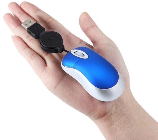 Mini mouse ottico con scroll ottico USB per PC e laptop (blu)