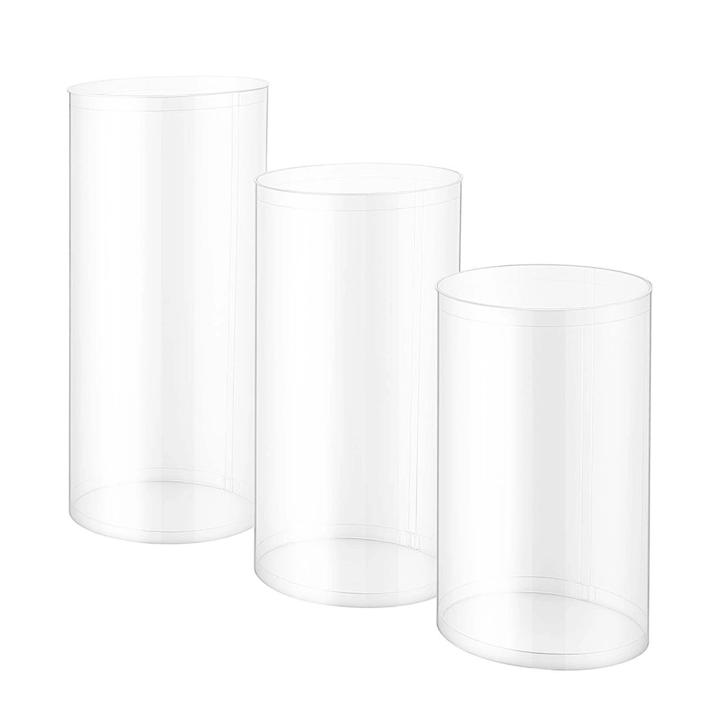 Set 3 Pezzi LJL-8025 Supporti Cilindrici per Fiori in Acrilico Trasparente Piedistalli per Matrimoni e Feste Robusti e Facili da Montare