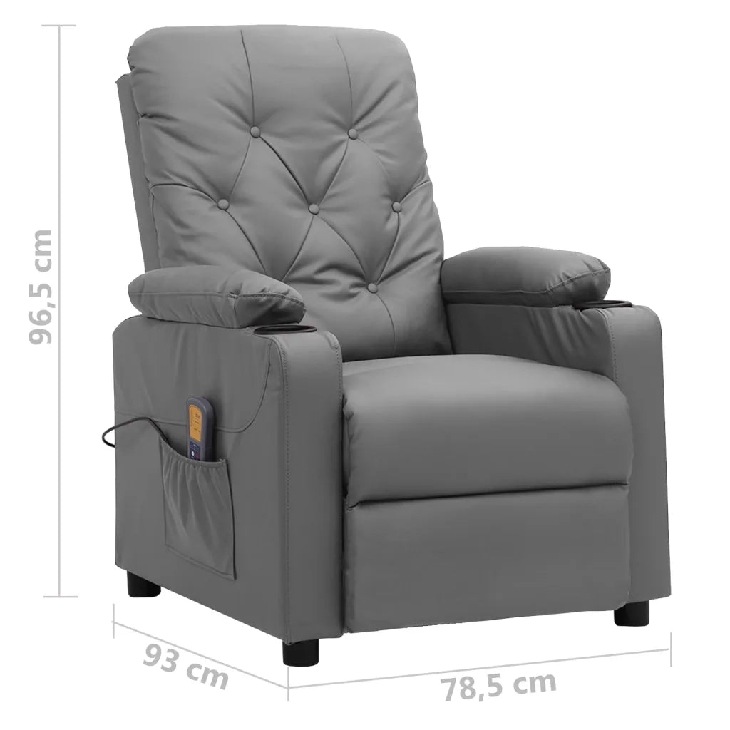 Poltrona Massaggiante | Sedia Relax Grigia in Similpelle