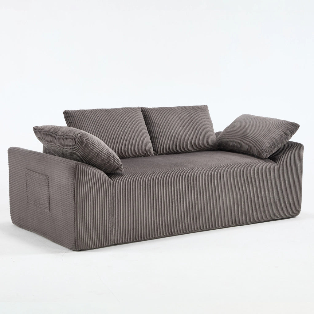 Divano compatto in tessuto con schiuma memory e design senza struttura rigida