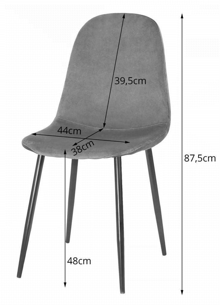 Sedia VALORA COMO - Velluto nero ergonomico x 2