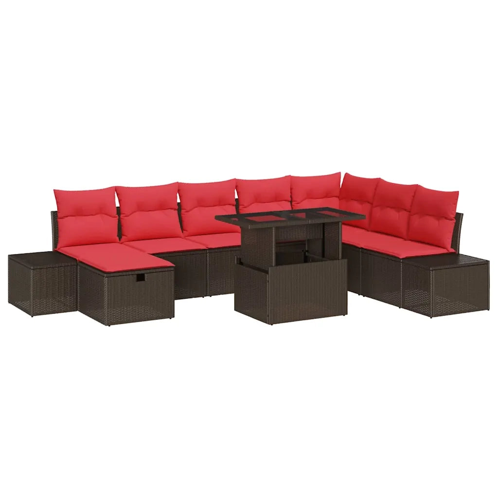 Set Divano da Giardino 9 pz Marrone polyrattan 3361233