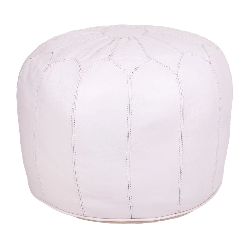 Pouf in pelle bianca 48x48x38h