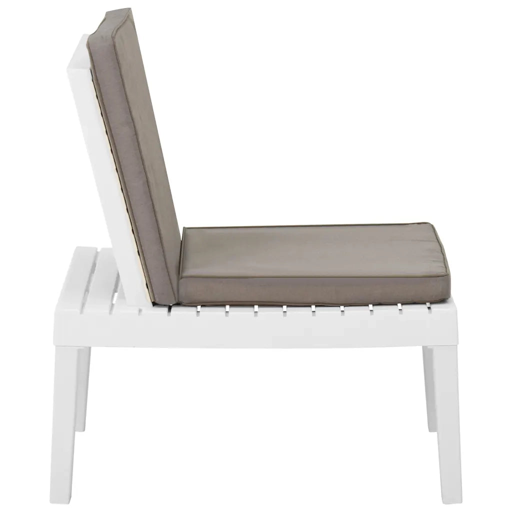 Poltroncina-Poltrona da Giardino con Cuscino in Plastica Bianca