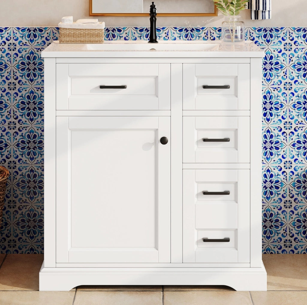 Mobile bagno da terra 76x47x82 cm con lavabo in ceramica