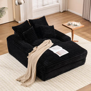 Divano letto chaise longue 165x135x58 cm velluto a coste nero, 4 cuscini