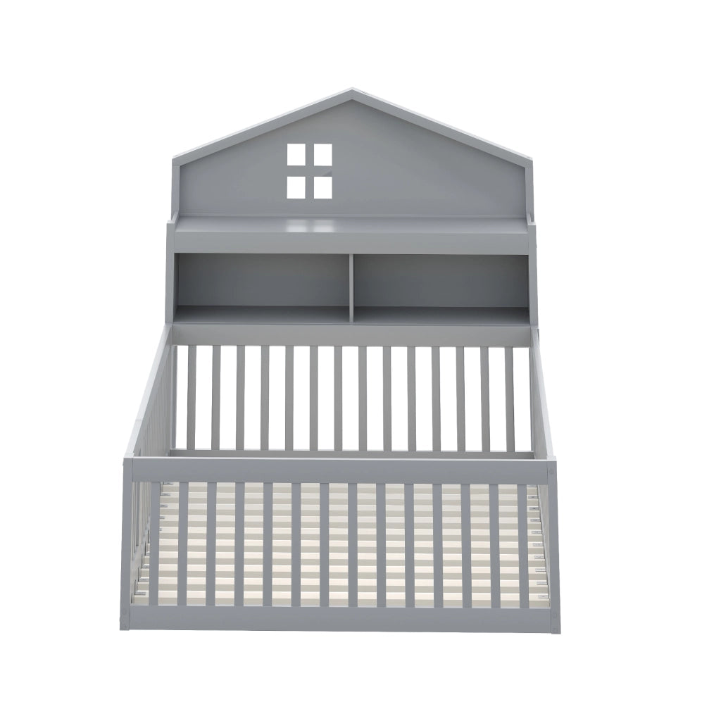 LETTO per bambini 140x200 cm in legno massello grigio, design a casa