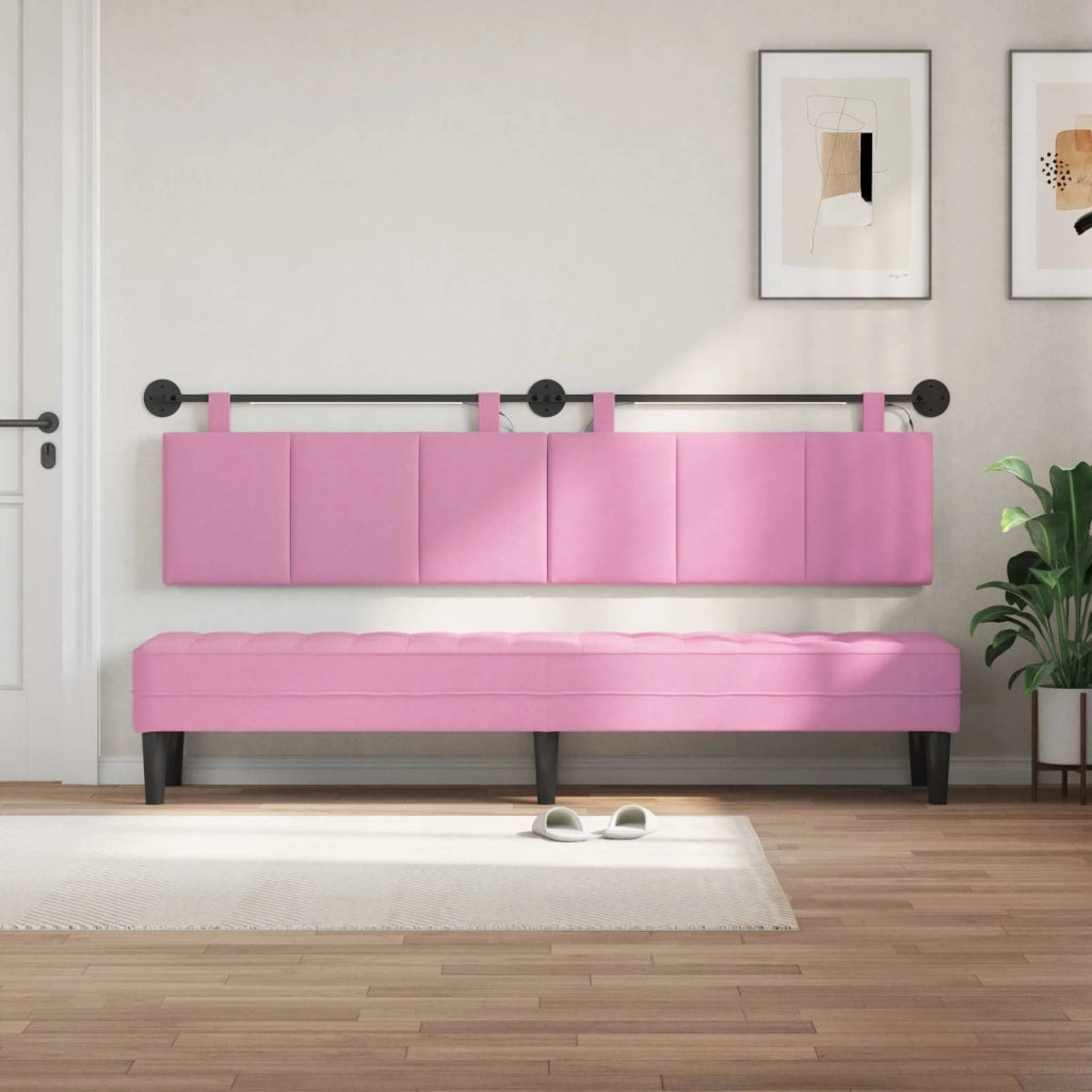 Testiera | Testata sospesa Con luce LED Rosa Tessuto