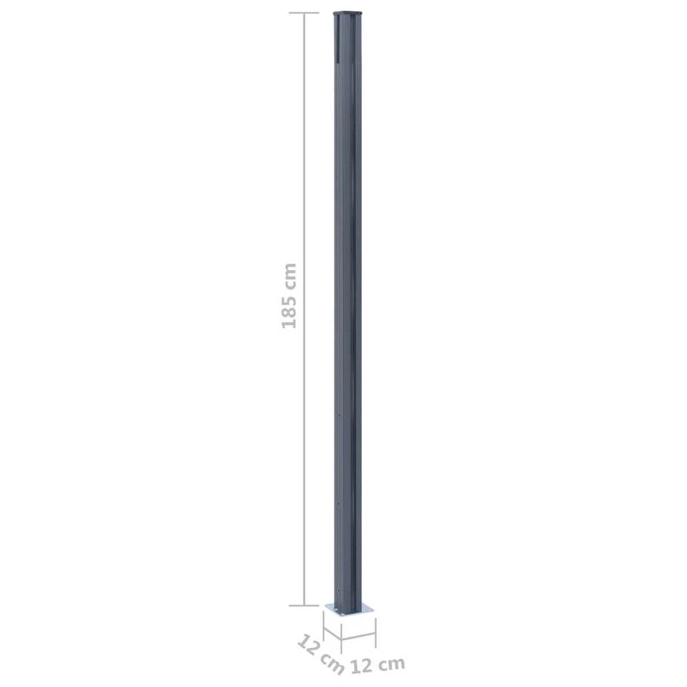Fence Posts, 2 Pieces, Dark Grey, 185 Cm, Aluminium