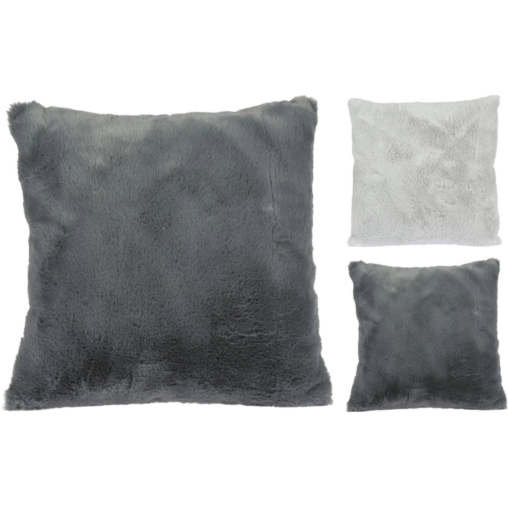 CUSCINO PELLICCIA 45X45CM BIANCO / GRIGIO