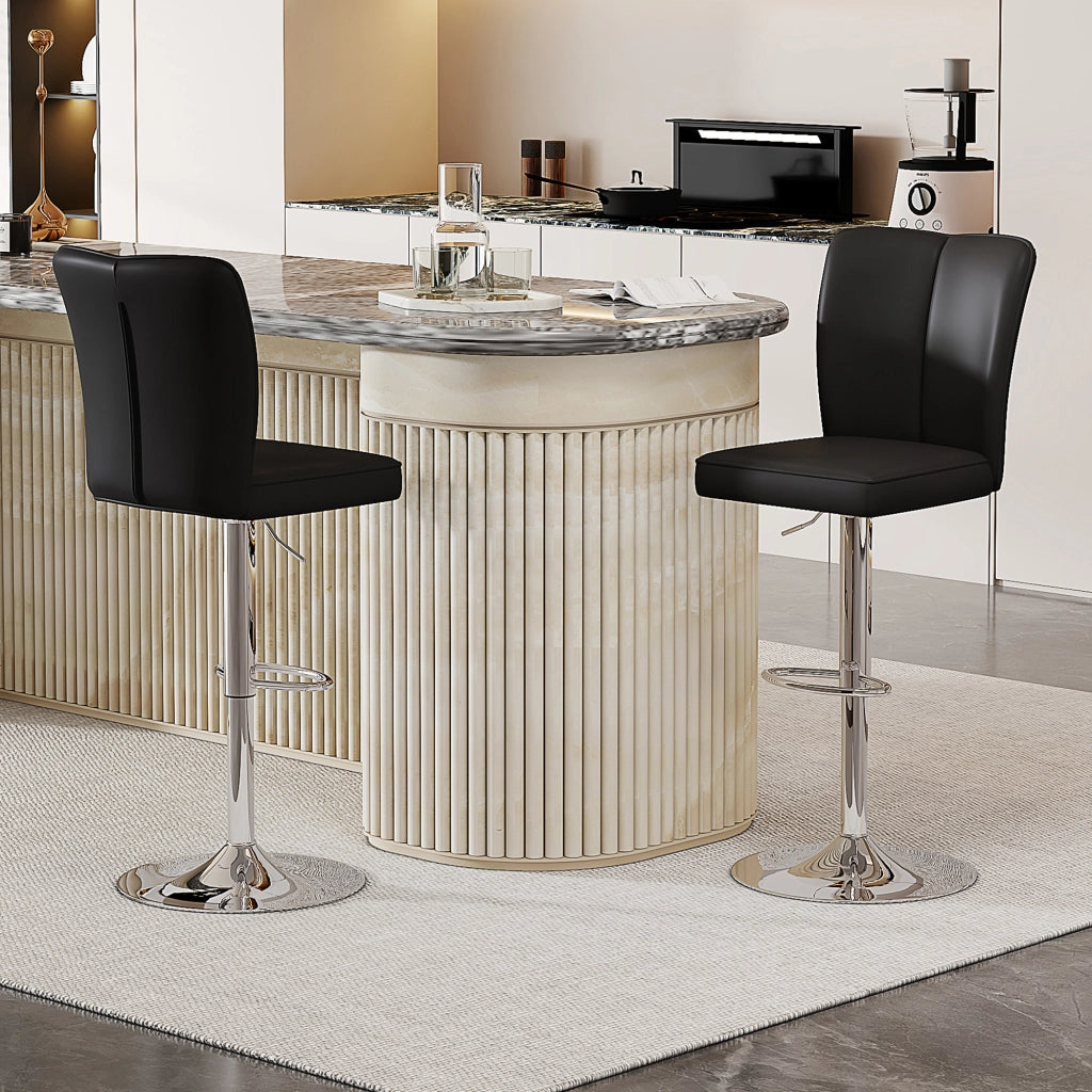 SGABELLO ALTO Set da 2 pezzi 95,5-117,5 cm PU nero e argento