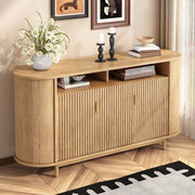 Madia a 3 ante con frontale a linee verticali in MDF e pannello truciolare con piedi in legno 140 × 40 × 78 cm