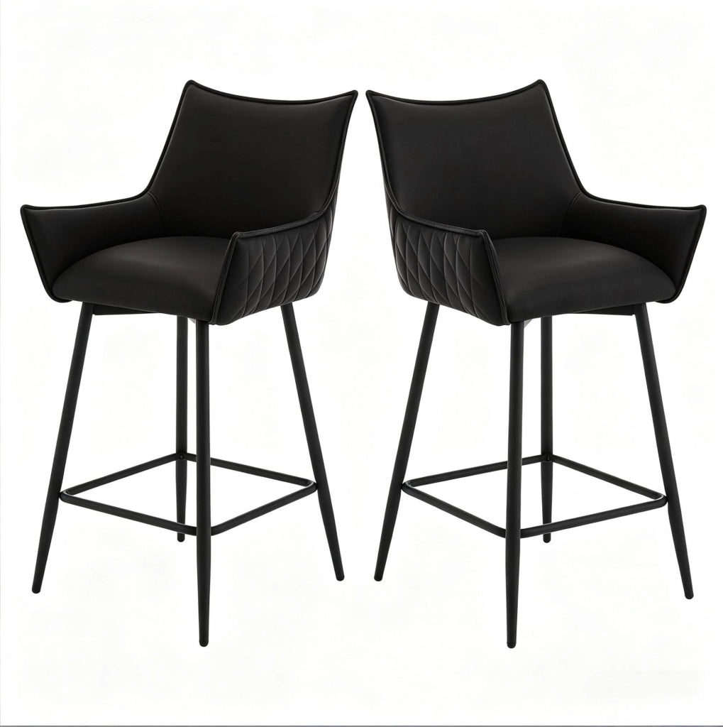 Set di 2 sgabelli da bar vintage in PU antracite