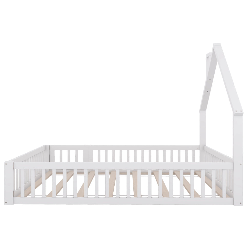 LETTO per bambini 140x200 cm con sponde di sicurezza, pino e MDF bianco