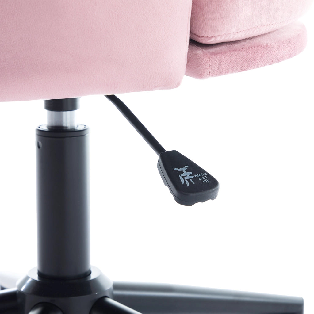 Sedia girevole regolabile in altezza in velluto rosa con cuscino lombare