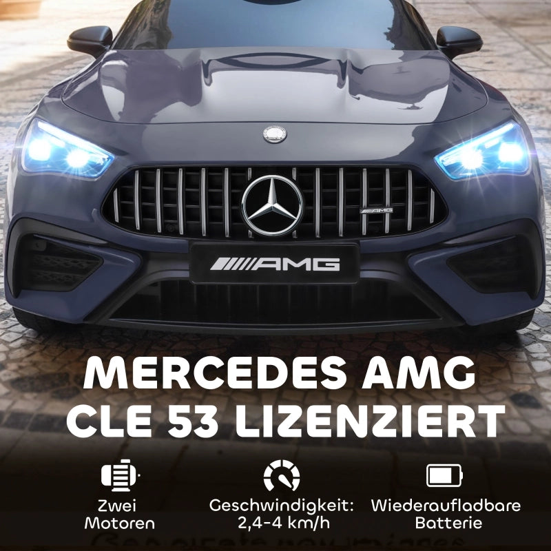 Macchina elettrica per bambini, design Mercedes, motore 12V, telecomando, luci a LED, musica, per bambini dai 3 ai 6 anni, colore grigio.