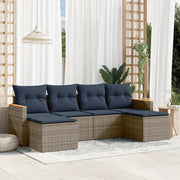 Set Divani da Giardino 6 pz con Cuscini Grigio in Polyrattan 3226222