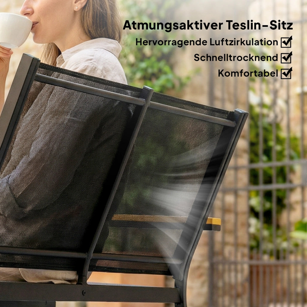 Set Giardino Divano 2 Posti Sedie Tavolino ¨C Minimal ¨C Grigio Antracite Metallo 110x63.5x84 cm