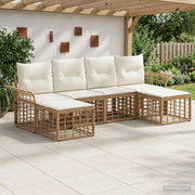 Set di divani da esterno 6 pz Naturale e Bianco Crema 3437742
