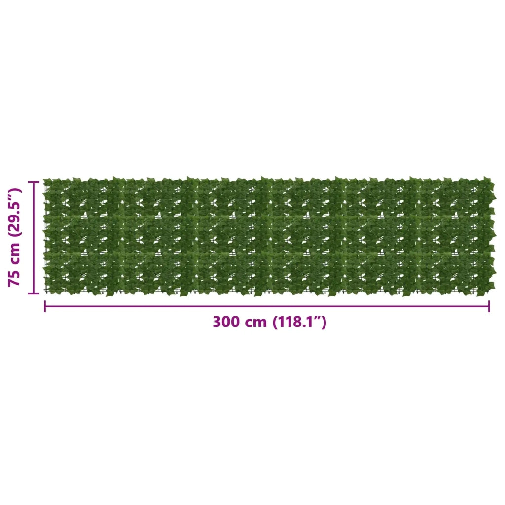 Paravento da Balcone | Schermo per balcone con foglie Verde 300 x 75 cm