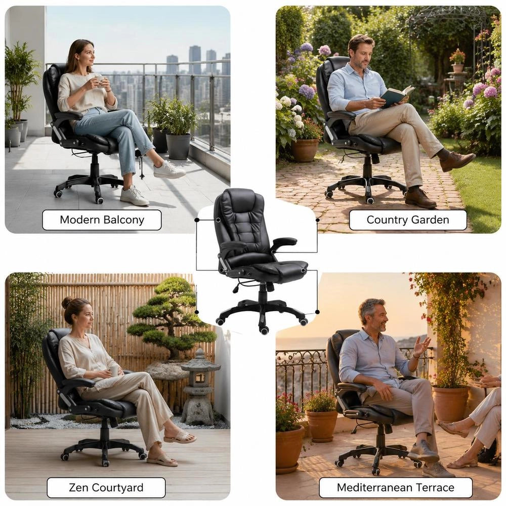 Office Chair, Black Faux Leather