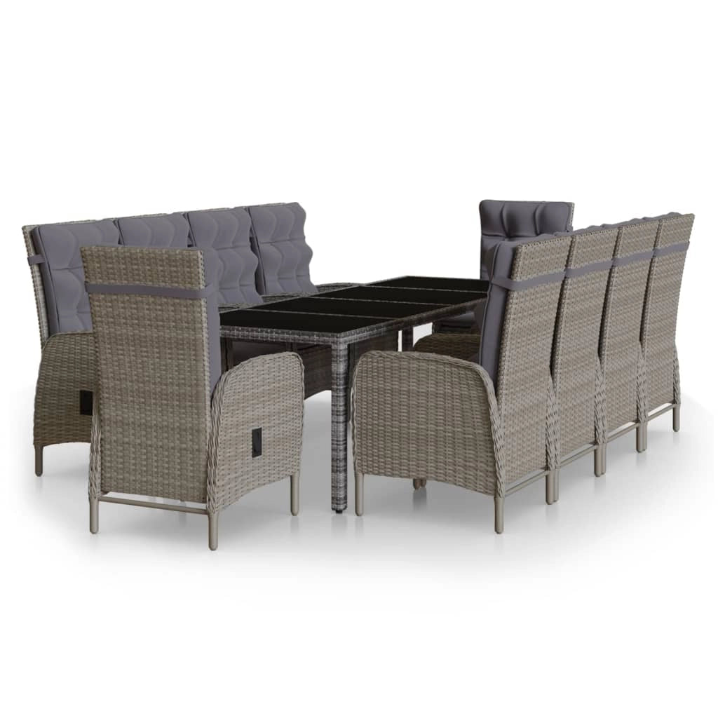 Set da pranzo da giardino in resina di vimini grigio da 11 pezzi 02_0014743