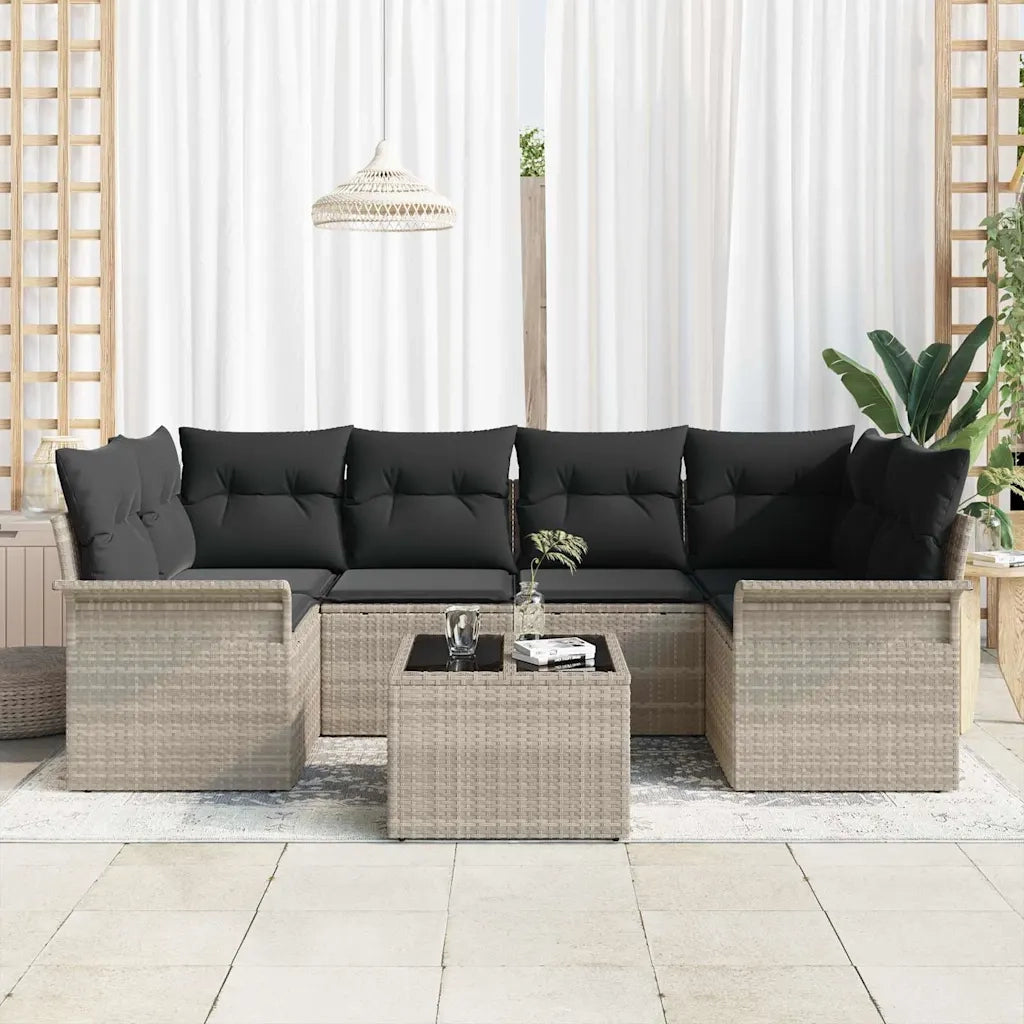 Set Divano da Giardino 7 pcs Grigio chiaro e grigio scuro