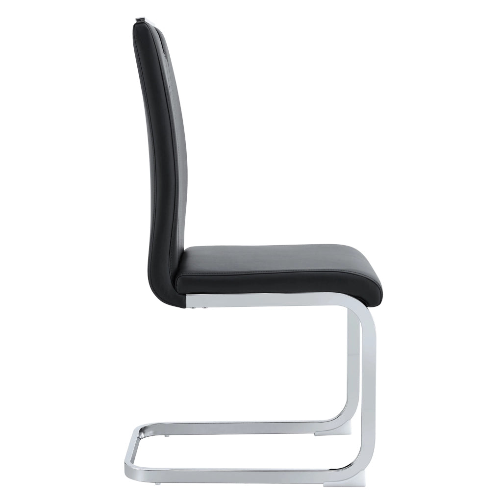 Sedia nera in PU con schienale ergonomico e piedini antiscivolo