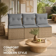 Garden Sofa Without Armrests With Cushions Beige Poly Rattan