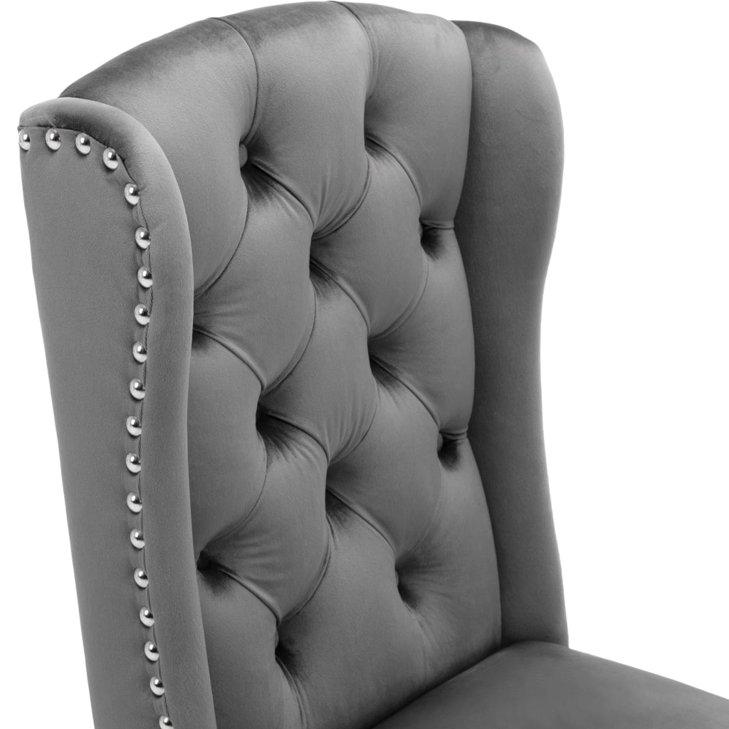 Sedie da Pranzo Set 4 Pezzi in Velluto con Gambe in Legno e Schienale Imbottito ¨C Xylo ¨C Grigio