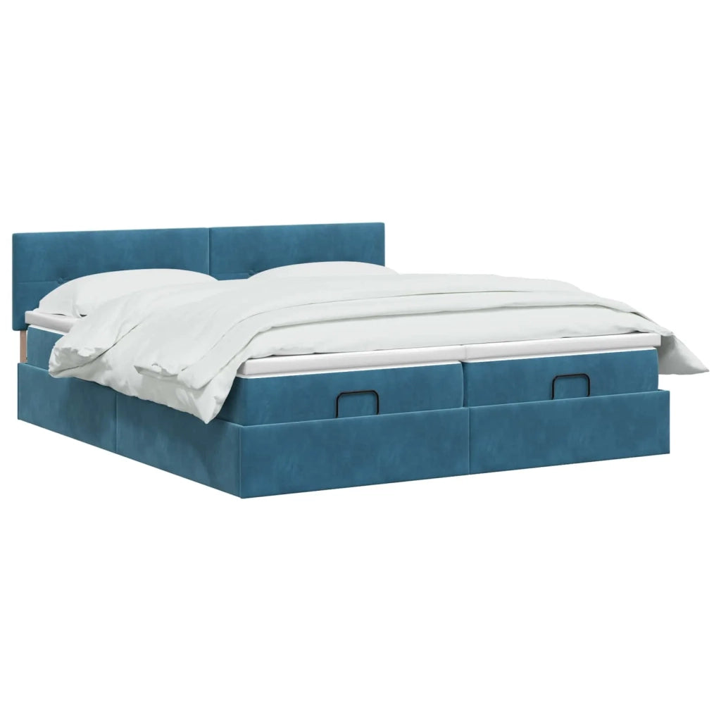 Letto Ottomano con Materasso e LED Blu scuro 200 x 200 cm 3457342