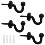 Set di 4 ganci a forma di U per tende, colore nero, metallo, 64 mm