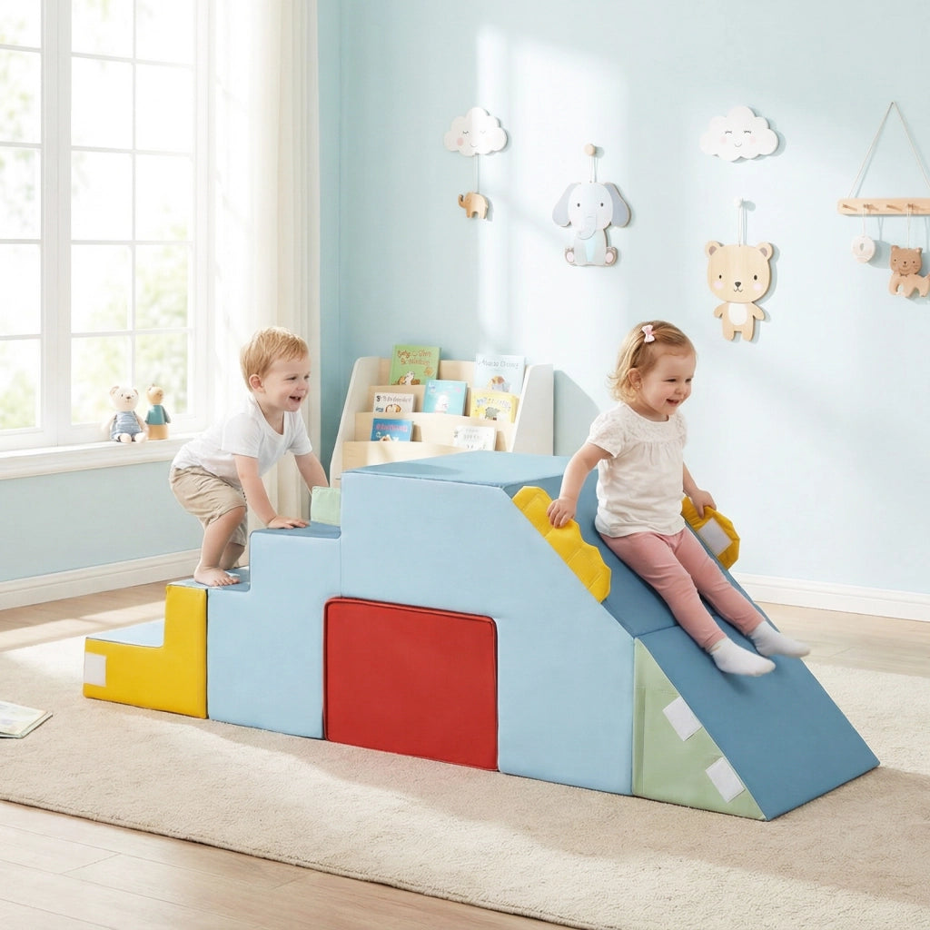 Giochi arrampicata bambini scalatore scivolo scale blocchi morbidi schiuma gattonare, Giochi coperture velluto set tavolo sedia convertibile bambini 12+ mesi
