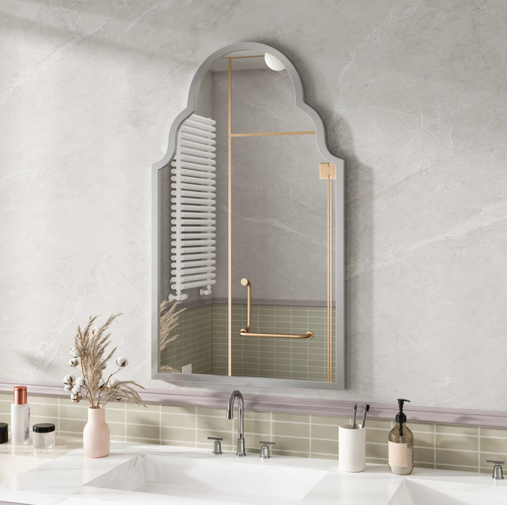 Specchio rettangolare da parete 61x101 cm con cornice in ferro argentato