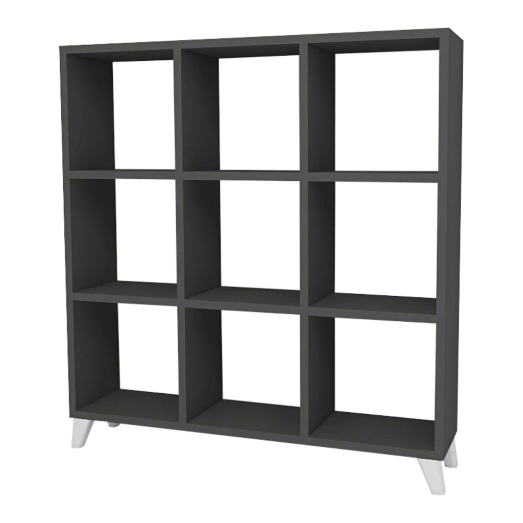 Libreria 'Svedala' Scaffale da Terra con 9 Scomparti Aperti a Forma di Cubo Mobile Espositore - Antracite [en.casa]